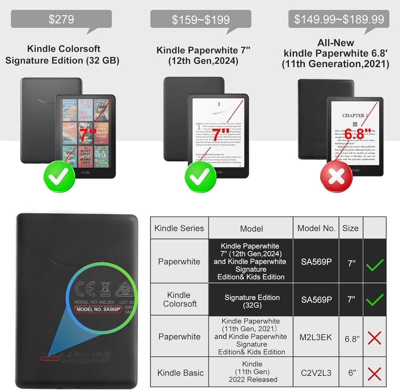 CoBak Magnetic Case for 7" Kindle Paperwhite 12th Gen 2024 and Kindle Colorsoft - Compatible with iPhone MagSafe, for Samsung/Belkin/Anker Wireless Charging Pads, Lightweight, Auto Sleep Wake - Image 2